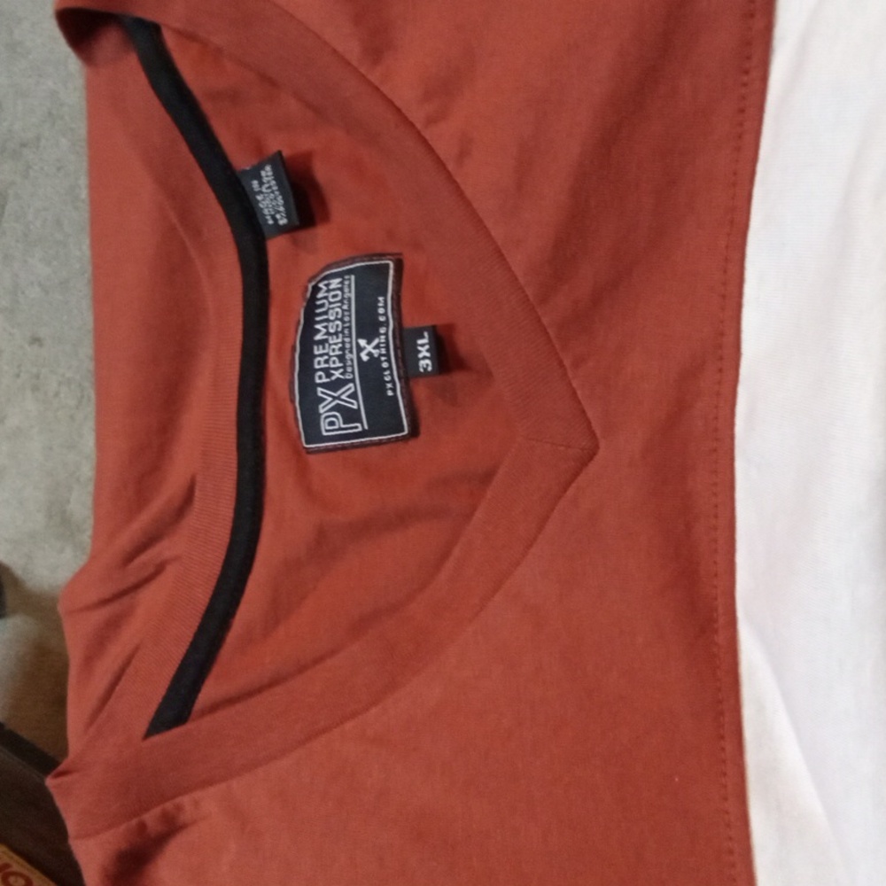 PX Clothing Men's Rust With Black & White Stripe V-Neck Shirt - Picture 4 of 4